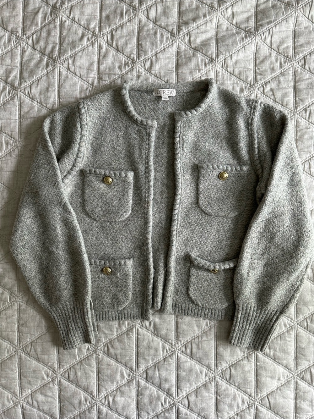 J. Crew Light Gray Sweater Jacket Size Small